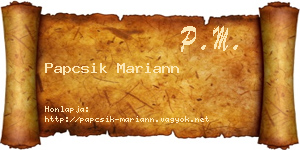 Papcsik Mariann névjegykártya