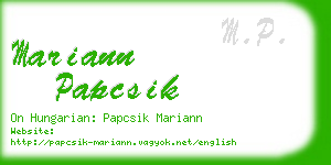 mariann papcsik business card